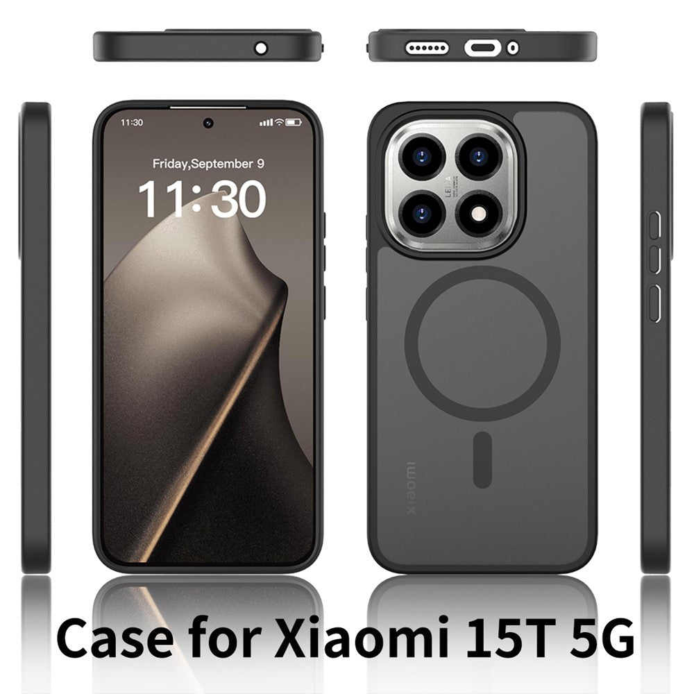 For Xiaomi 15T Magnetic Case TPU Frame Acrylic Back Phone Cover Skin Touch