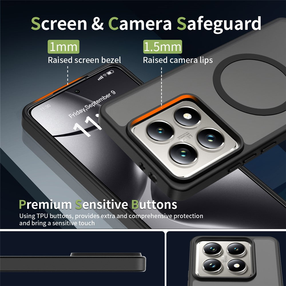 For Xiaomi 14T Pro Magnetic Case TPU Frame Acrylic Back Phone Cover Skin Touch