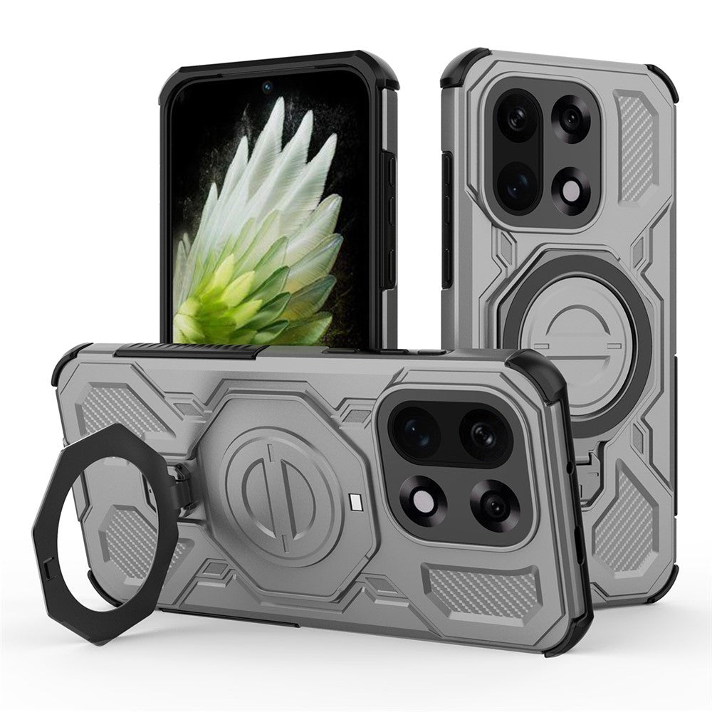 For OnePlus 15 5G Magnetic Case Rotating Metal Kickstand Shockproof PC + TPU Phone Back Cover