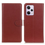 Xiaomi Redmi Note 12 Pro+ 5G-cover med litchi-tekstur i PU-læder, stativ, stødsikkert folio-flip-mobilpungcover