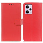 Xiaomi Redmi Note 12 Pro+ 5G-cover med litchi-tekstur i PU-læder, stativ, stødsikkert folio-flip-mobilpungcover