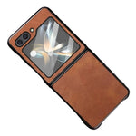 For Samsung Galaxy Z Flip6 5G Case Retro Leather Coated PC + TPU Phone Cover