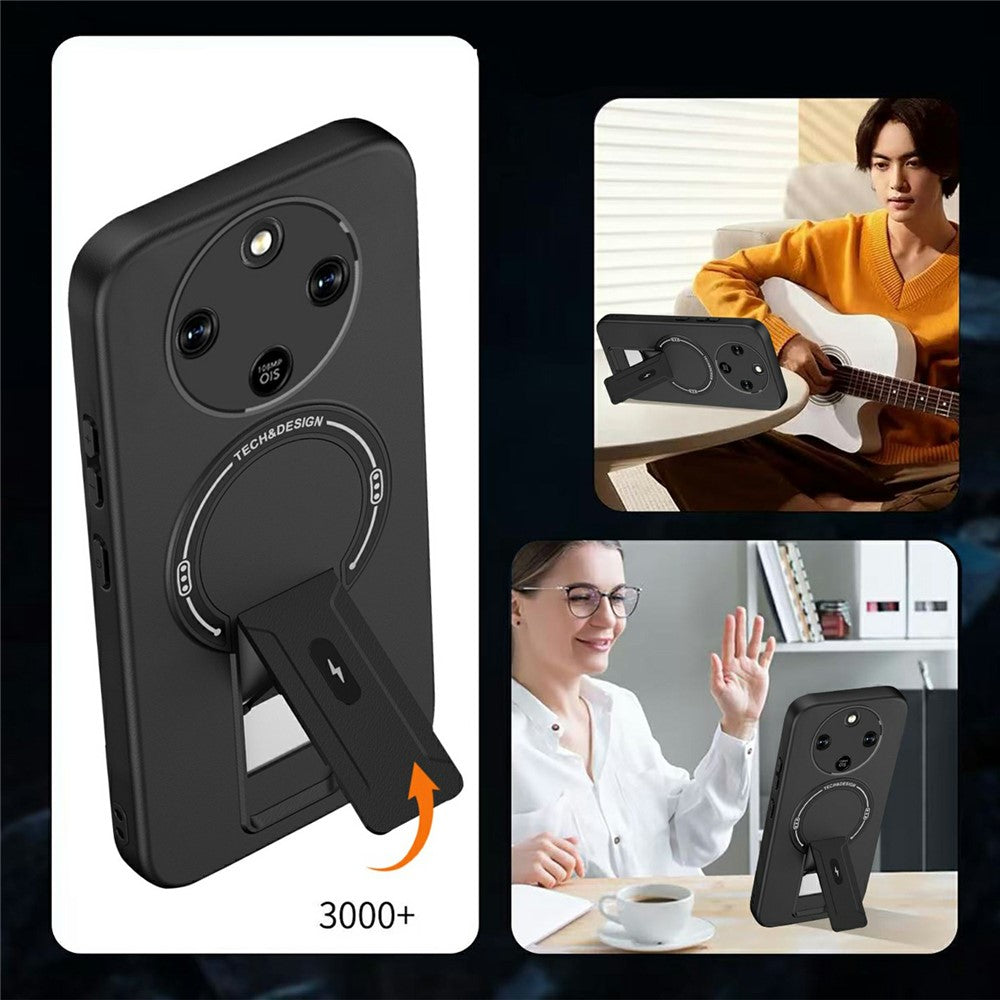 Skin Touch Kickstand Case for Honor Magic8 Lite 5G / X9d 5G / X70 5G PC + TPU Phone Cover Support Magnetic Car Mount