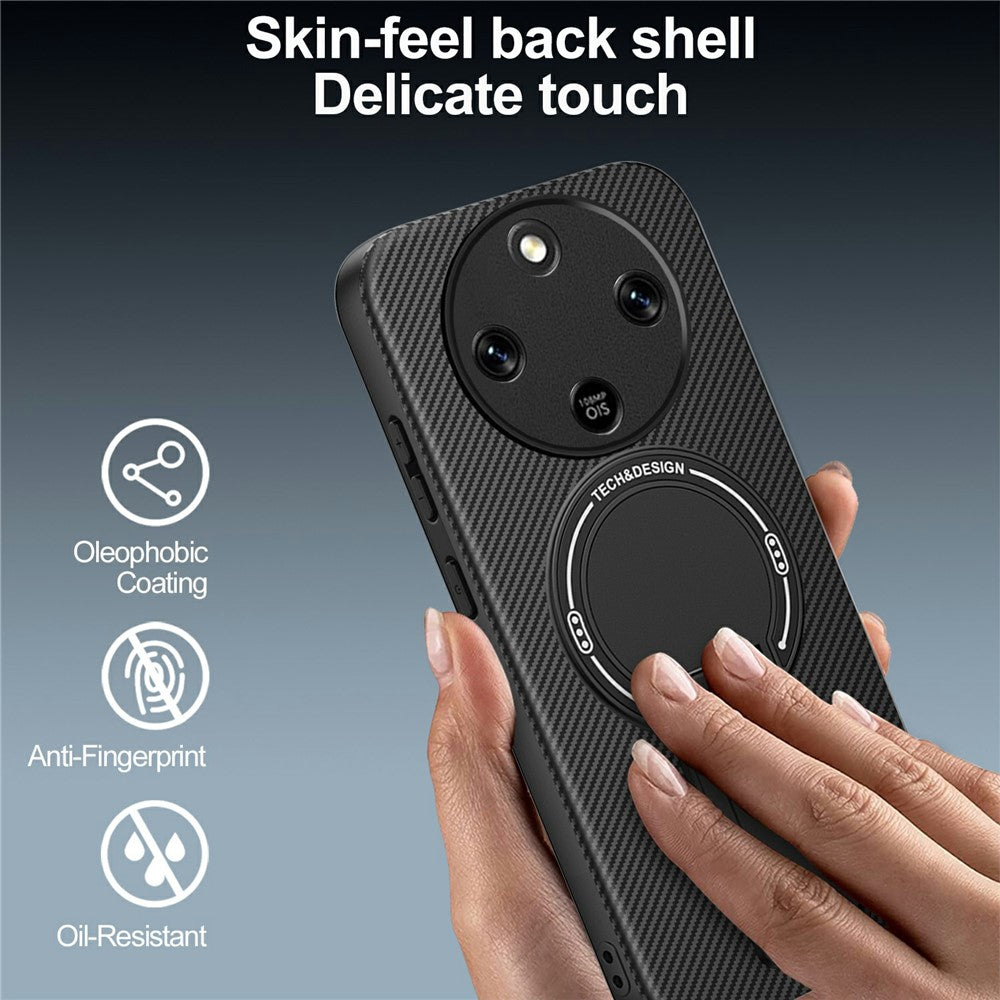 Phone Case For Honor Magic8 Lite 5G / X9d 5G / X70 5G Carbon Fiber Texture PC + TPU Phone Cover with Kickstand