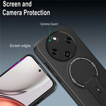 Phone Case For Honor Magic8 Lite 5G / X9d 5G / X70 5G Carbon Fiber Texture PC + TPU Phone Cover with Kickstand