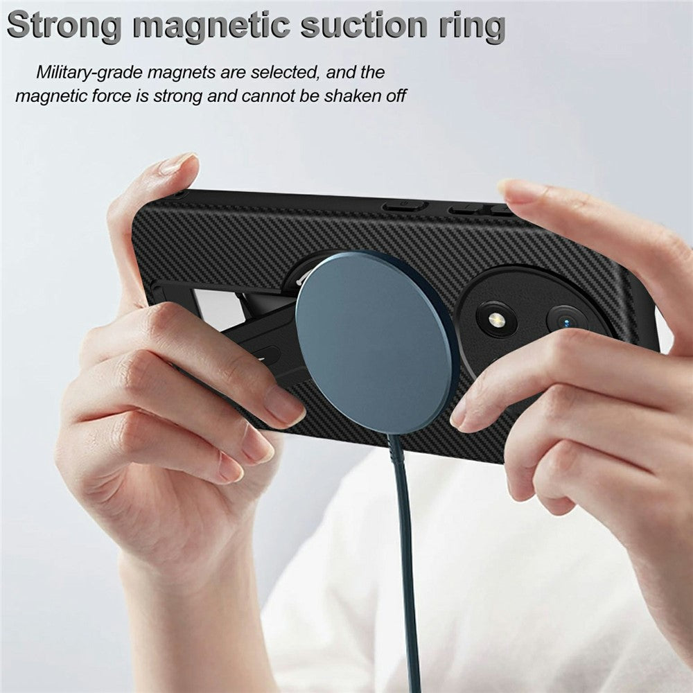 Phone Case For Honor Magic7 Lite 5G  /  X9c 5G  /  X60 Pro 5G Carbon Fiber Texture PC + TPU Phone Cover with Kickstand