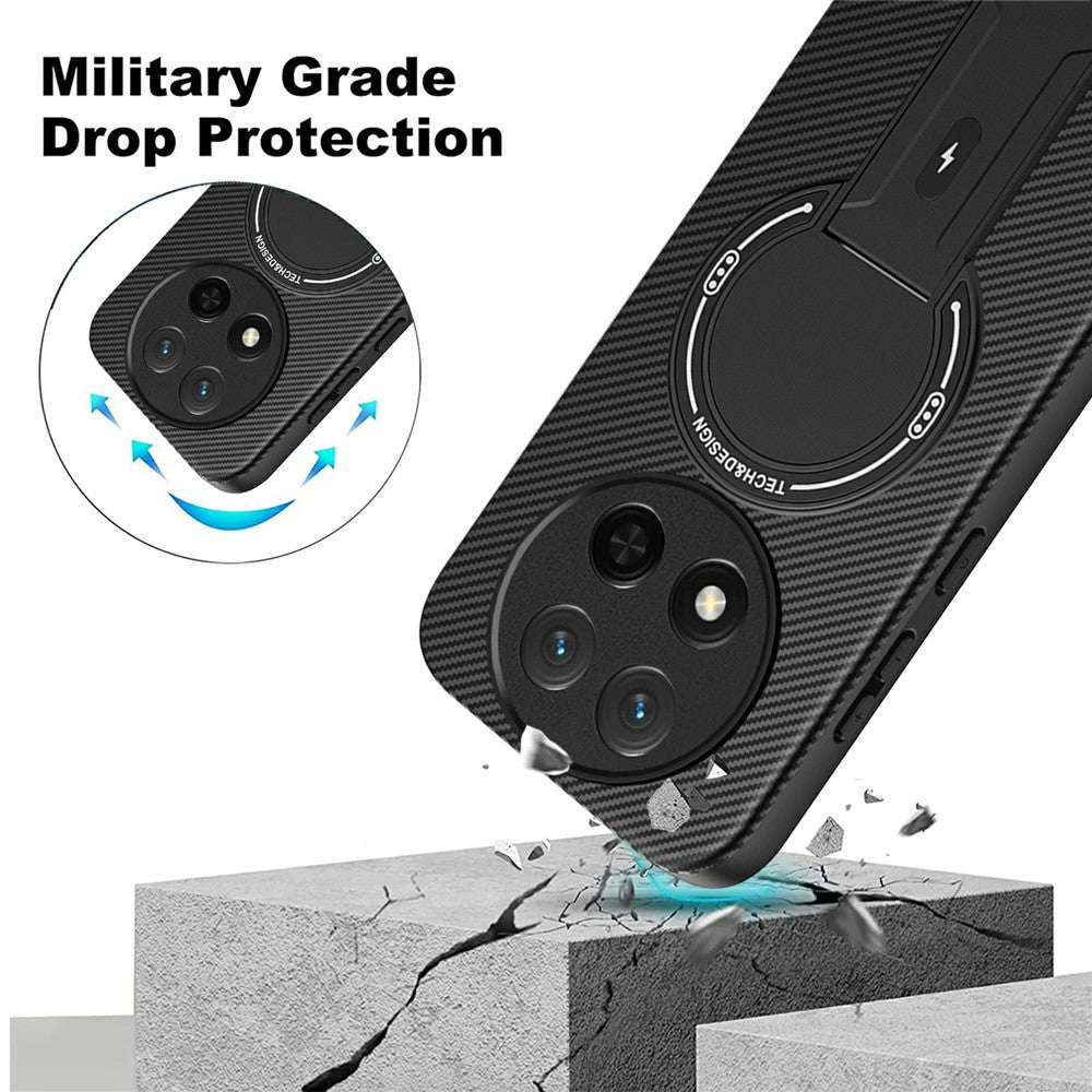 Phone Case For Honor Magic7 Lite 5G  /  X9c 5G  /  X60 Pro 5G Carbon Fiber Texture PC + TPU Phone Cover with Kickstand