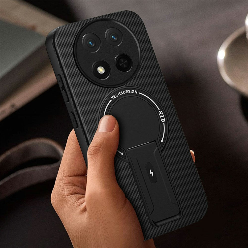 Phone Case For Honor Magic7 Lite 5G  /  X9c 5G  /  X60 Pro 5G Carbon Fiber Texture PC + TPU Phone Cover with Kickstand