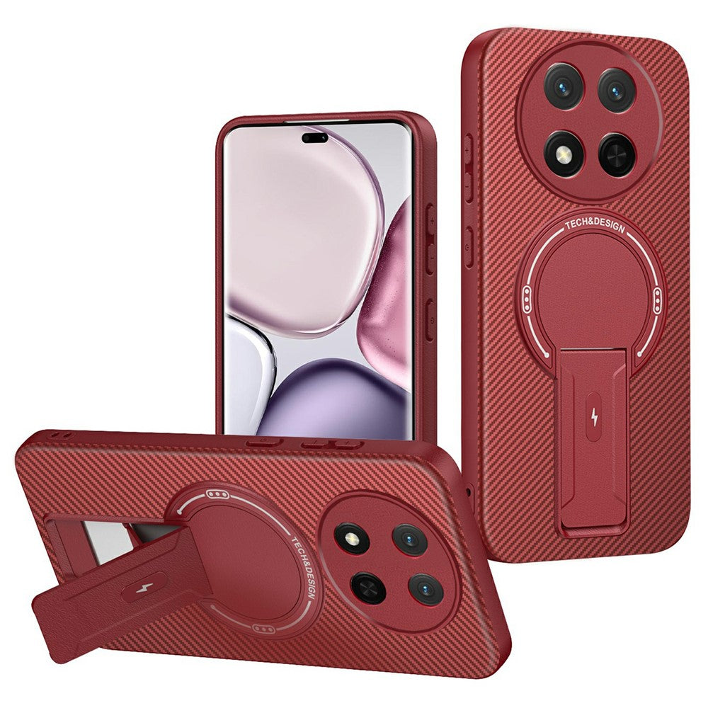 Phone Case For Honor Magic7 Lite 5G / X9c 5G / X60 Pro 5G Carbon Fiber Texture PC + TPU Phone Cover with Kickstand