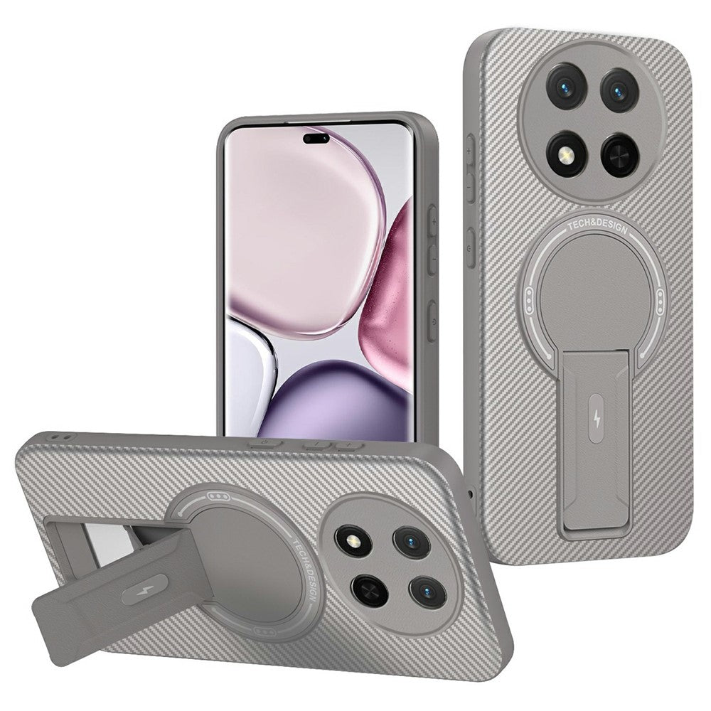 Phone Case For Honor Magic7 Lite 5G / X9c 5G / X60 Pro 5G Carbon Fiber Texture PC + TPU Phone Cover with Kickstand
