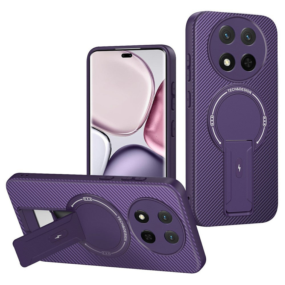 Phone Case For Honor Magic7 Lite 5G  /  X9c 5G  /  X60 Pro 5G Carbon Fiber Texture PC + TPU Phone Cover with Kickstand