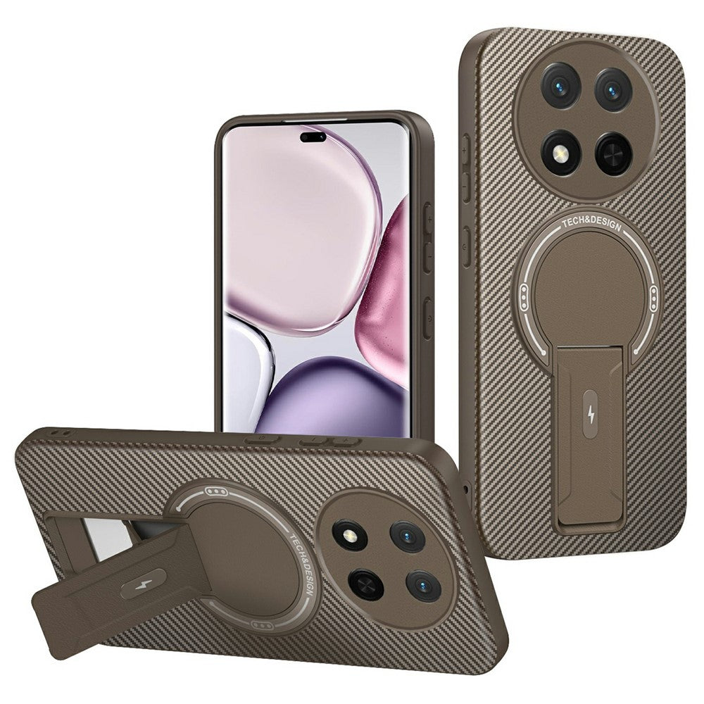 Phone Case For Honor Magic7 Lite 5G / X9c 5G / X60 Pro 5G Carbon Fiber Texture PC + TPU Phone Cover with Kickstand