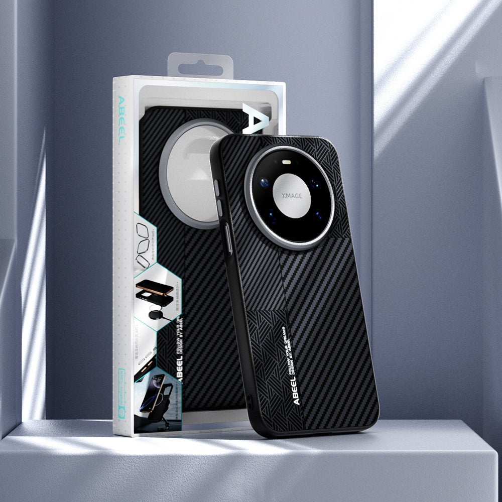 ABEEL Magnetiskt Skal För Huawei Mate 80 Pro Max PC + TPU + Aluminiumlegering + PU-läder Slimmat mobilskal