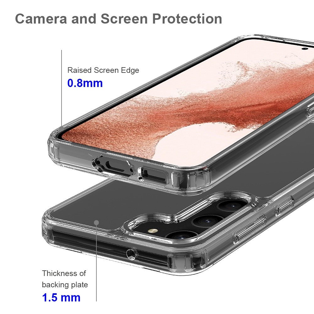 For Samsung Galaxy S23 Hard Acrylic Soft TPU Frame Scratch Resistant Phone Case Crystal Clear Back Cover