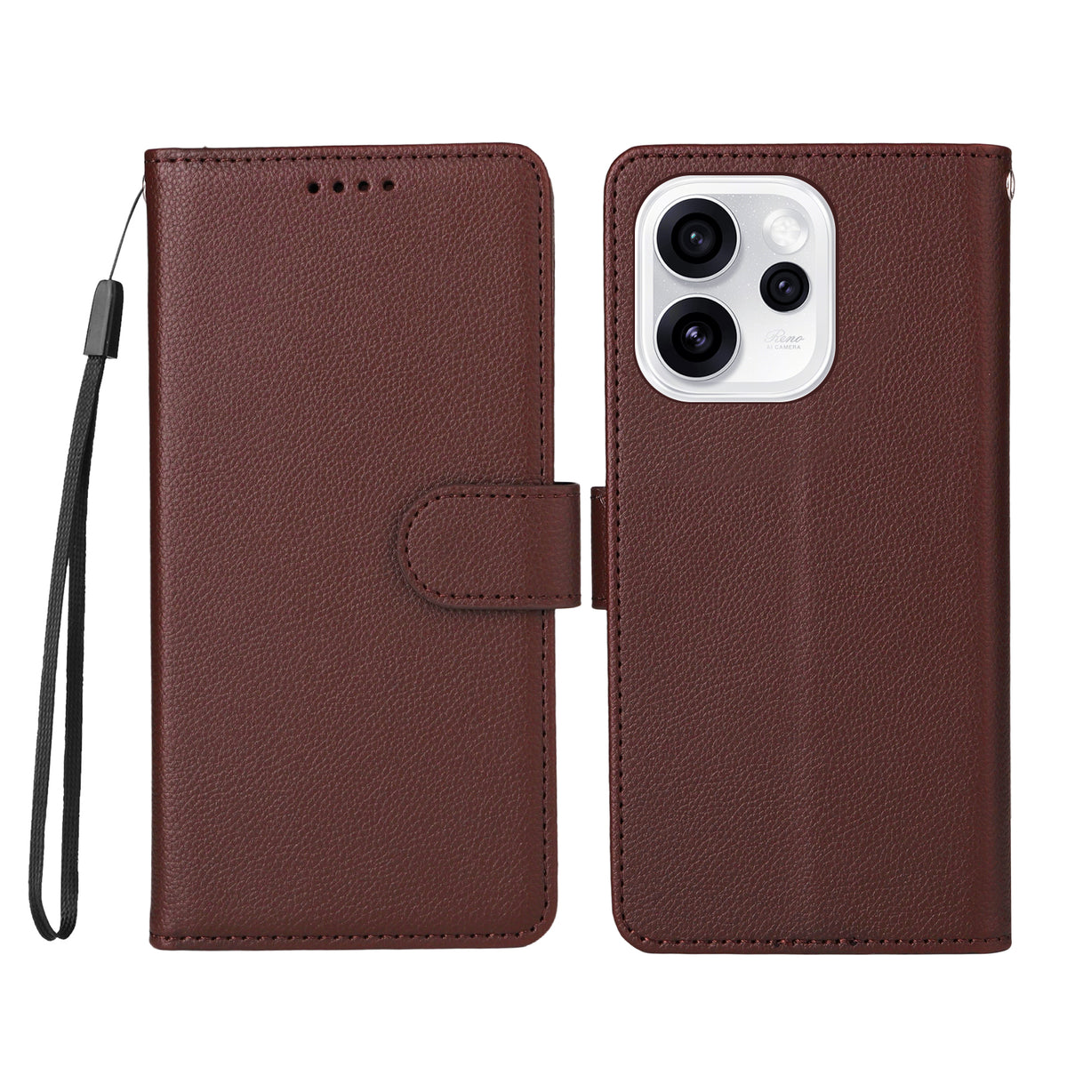 For Oppo Reno15 Pro Max 5G (Global) / Reno15 Pro 5G (China) Case RFID Blocking 3 Card Slots PU Leather Phone Cover with Wrist Strap