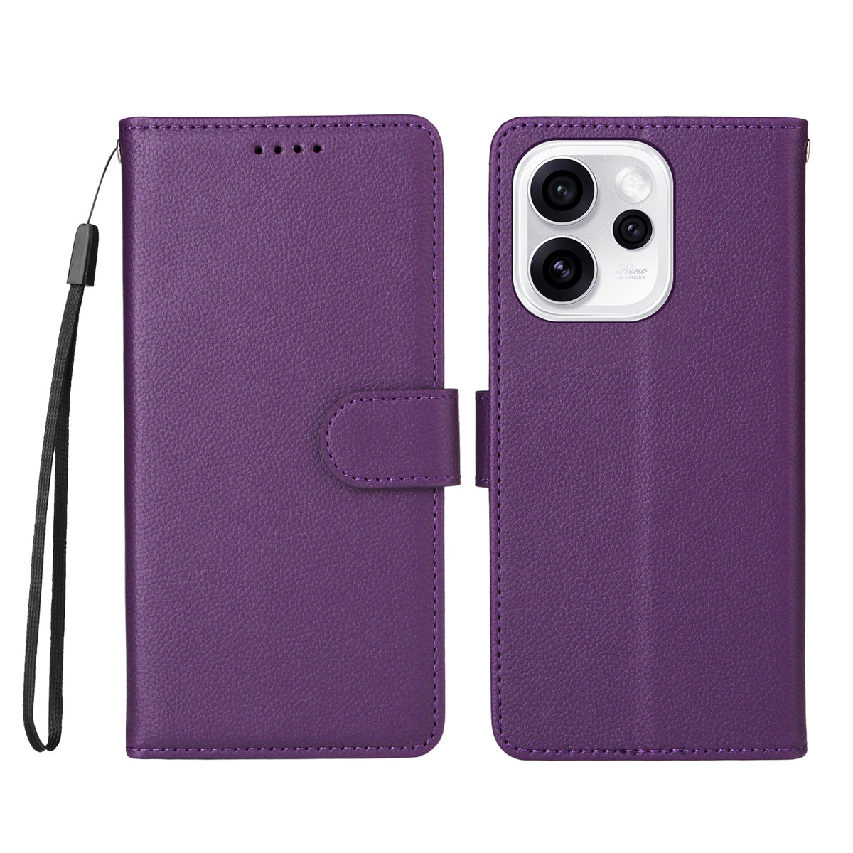 For Oppo Reno15 Pro Max 5G (Global) / Reno15 Pro 5G (China) Case RFID Blocking 3 Card Slots PU Leather Phone Cover with Wrist Strap
