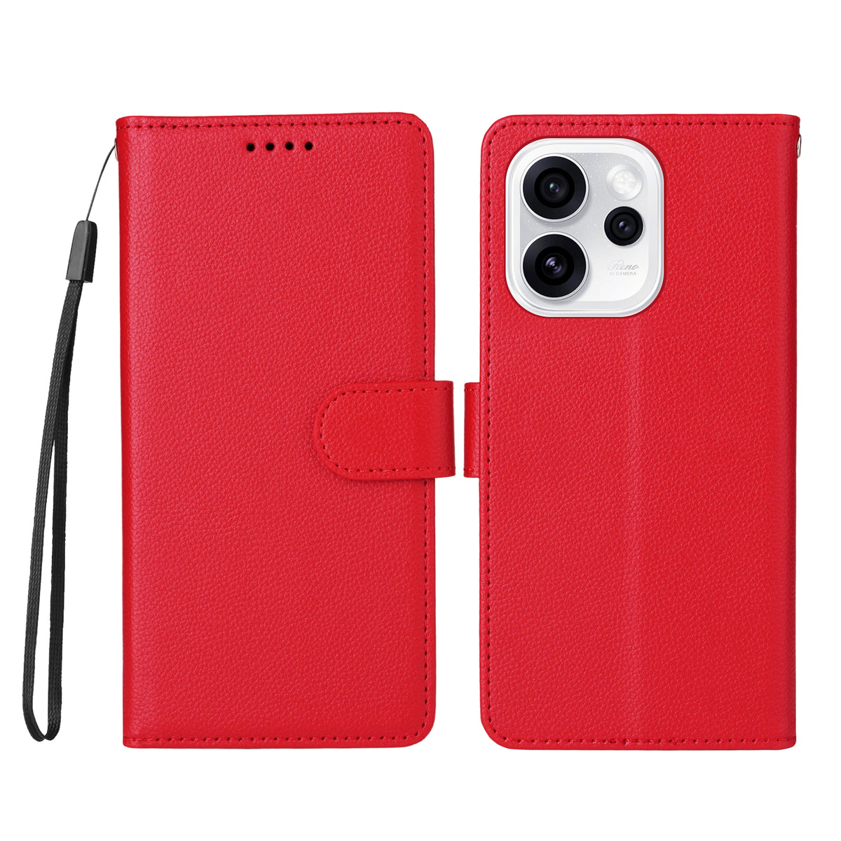 For Oppo Reno15 Pro Max 5G (Global) / Reno15 Pro 5G (China) Case RFID Blocking 3 Card Slots PU Leather Phone Cover with Wrist Strap