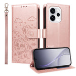 For Oppo Reno15 Pro Max 5G (Global) / Reno15 Pro 5G (China) Case RFID Blocking Imprinted Dog Pattern PU Leather Phone Cover with Wrist Strap
