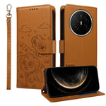 For Huawei Mate 70 Air Case RFID Blocking Imprinted Dog Pattern PU Leather Phone Cover with Wrist Strap