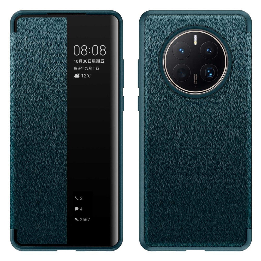 Huawei Mate 50 Pro 4G View Window Design Auto Wake and Sleep Flip Cover Fallskyddande PU-läder+TPU+Akryl mobilskal