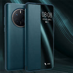 For Huawei Mate 50 Pro 4G View Window Design Auto Wake and Sleep Flip Cover Anti-fall PU Leather+TPU+Acrylic Phone Case
