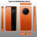 For Huawei Mate 50 Pro 4G View Window Design Auto Wake and Sleep Flip Cover Anti-fall PU Leather+TPU+Acrylic Phone Case