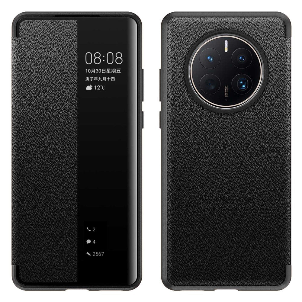 For Huawei Mate 50 Pro 4G View Window Design Auto Wake and Sleep Flip Cover Anti-fall PU Leather+TPU+Acrylic Phone Case