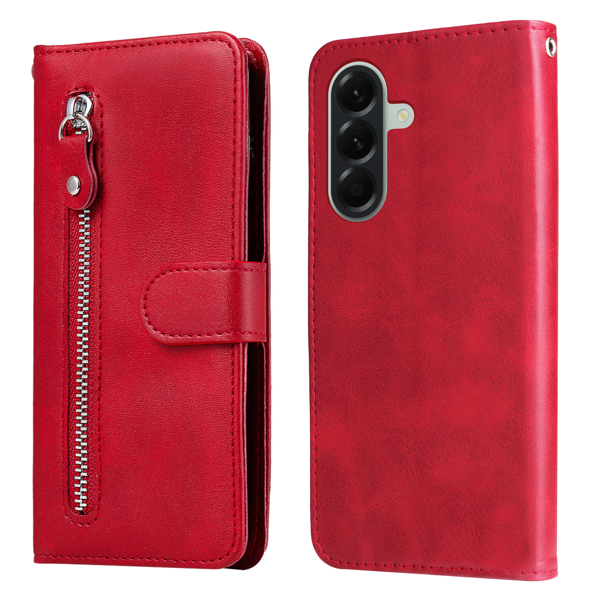 For Samsung Galaxy A57 5G PU Leather Cases with Zipper Pocket Wallet Phone Cover Stand