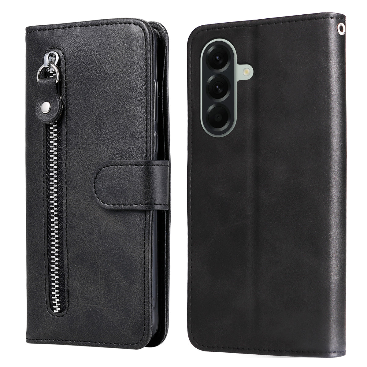 For Samsung Galaxy A57 5G PU Leather Cases with Zipper Pocket Wallet Phone Cover Stand