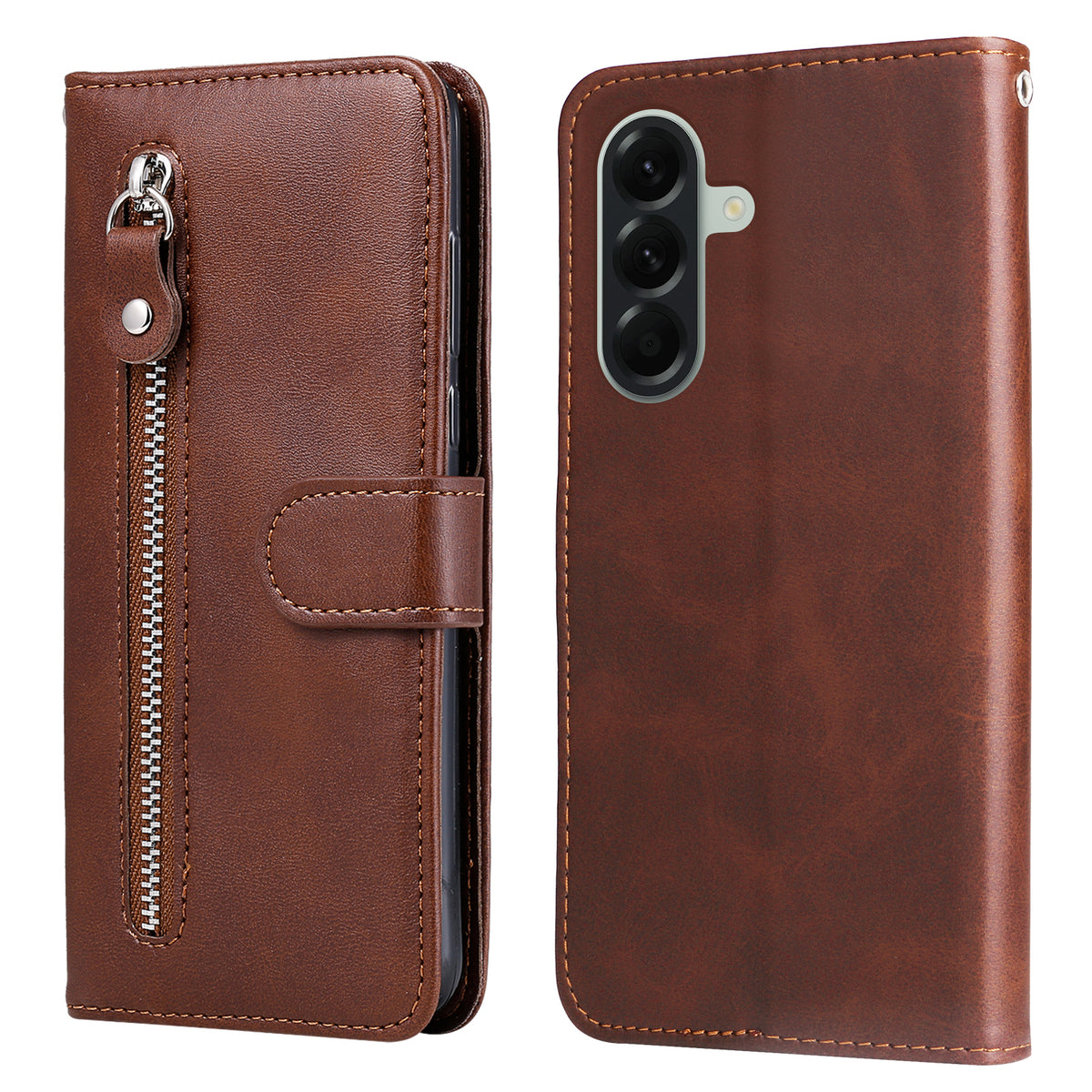 For Samsung Galaxy A57 5G PU Leather Cases with Zipper Pocket Wallet Phone Cover Stand