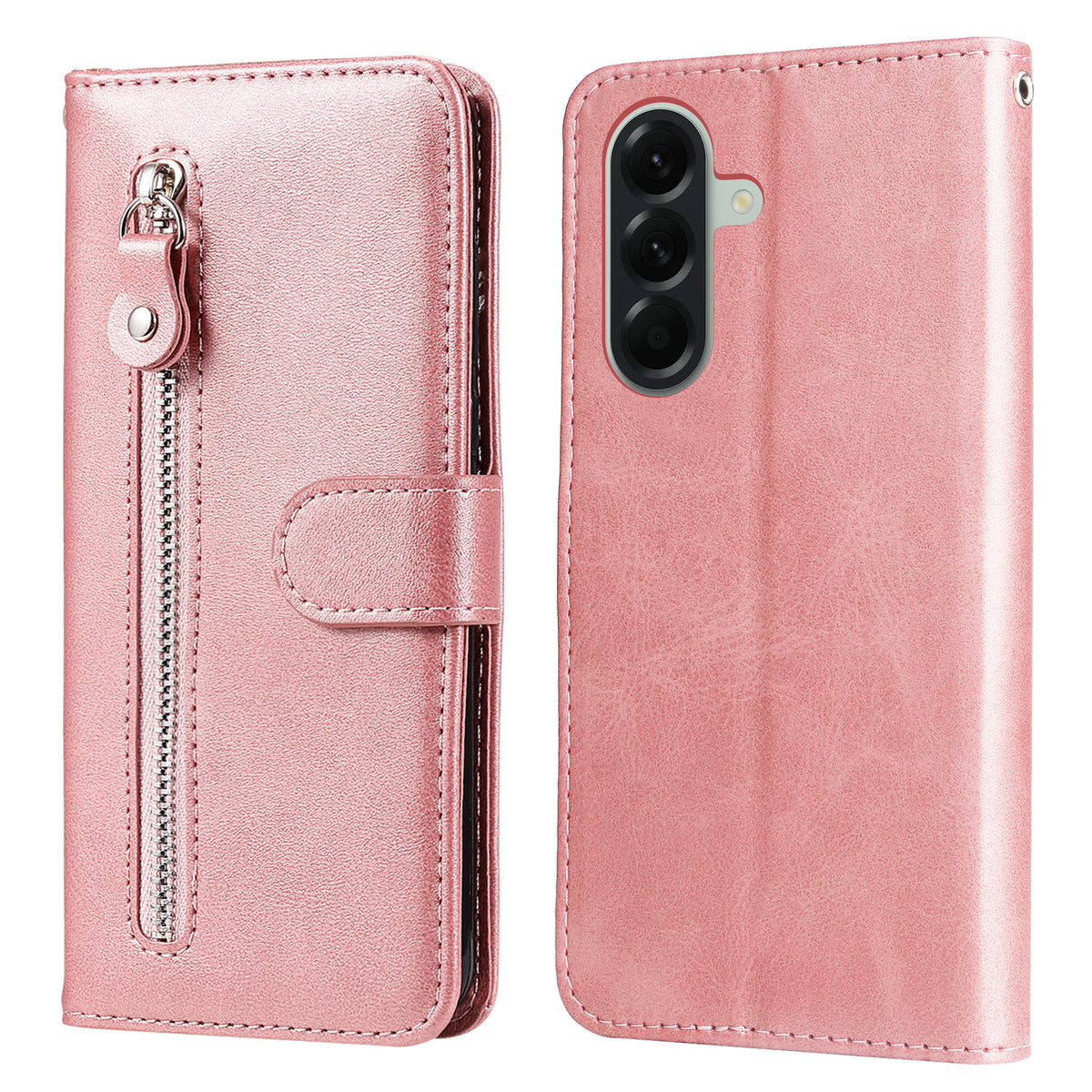 For Samsung Galaxy A57 5G PU Leather Cases with Zipper Pocket Wallet Phone Cover Stand