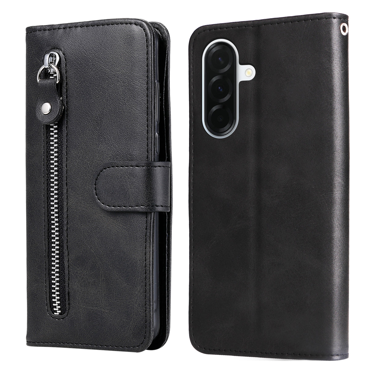 For Samsung Galaxy A37 5G PU Leather Cases with Zipper Pocket Wallet Phone Cover Stand