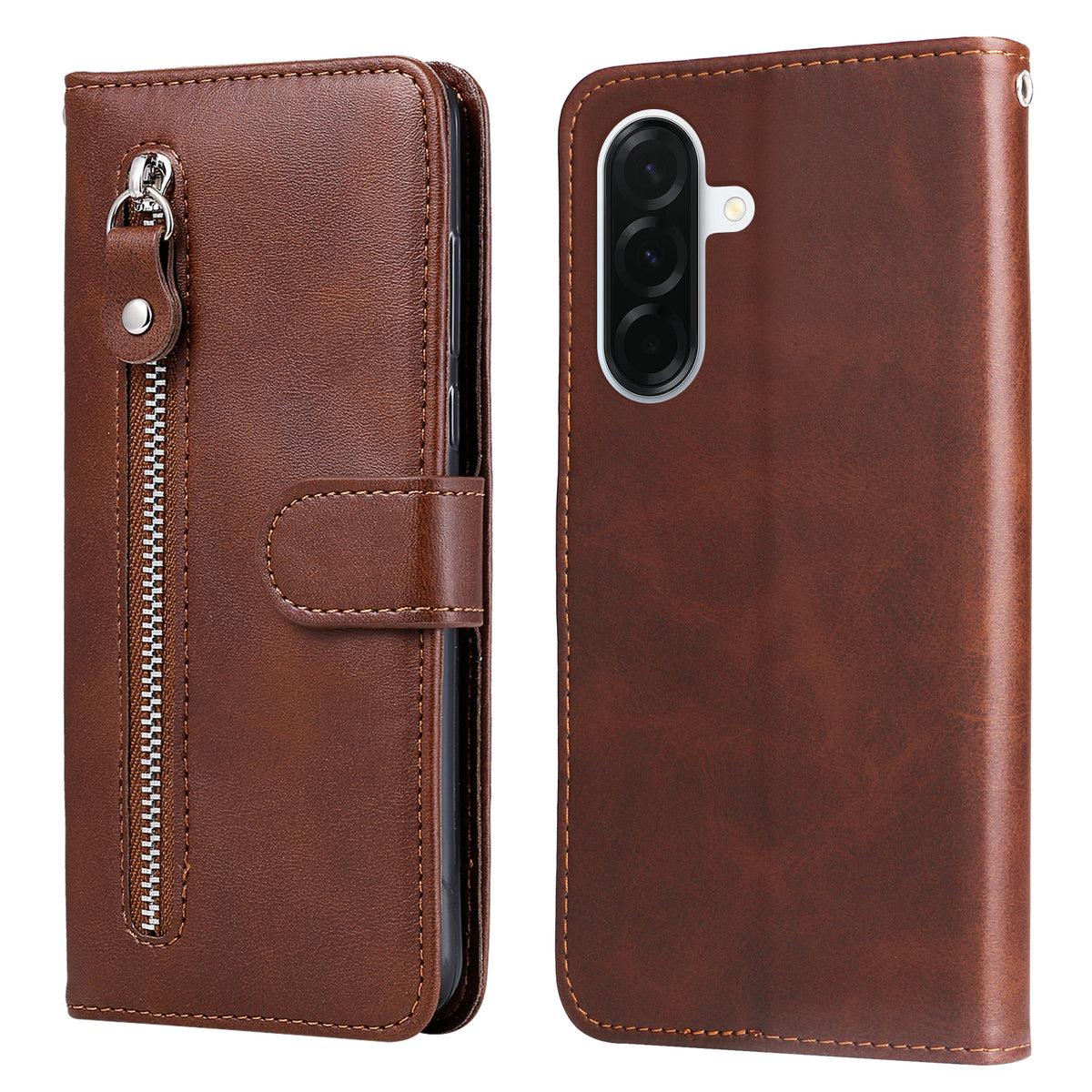 For Samsung Galaxy A37 5G PU Leather Cases with Zipper Pocket Wallet Phone Cover Stand