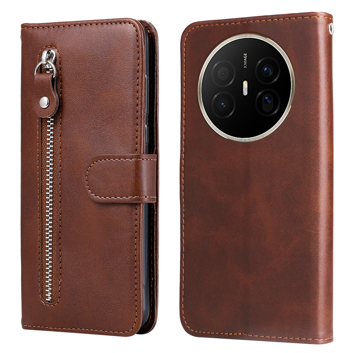 For Huawei Mate 70 Air PU Leather Cases with Zipper Pocket Wallet Phone Cover Stand