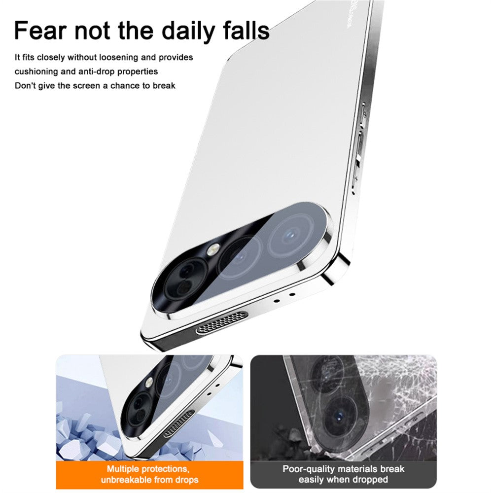 For Honor 500 5G Case Acrylic + TPU + Metal Anti-Scratch Phone Cover with Electroplating Frame