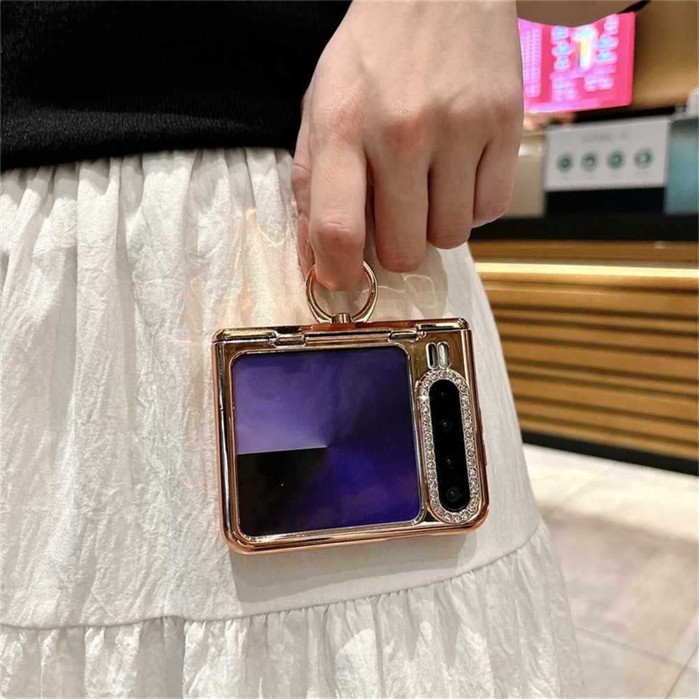 For Huawei Pura X Case with Ring Holder Ripple Texture Hard PC Phone Cover with Rear Screen Film