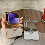 For Huawei Pura X Case with Ring Holder Ripple Texture Hard PC Phone Cover with Rear Screen Film