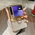 For Huawei Pura X Case with Ring Holder Ripple Texture Hard PC Phone Cover with Rear Screen Film