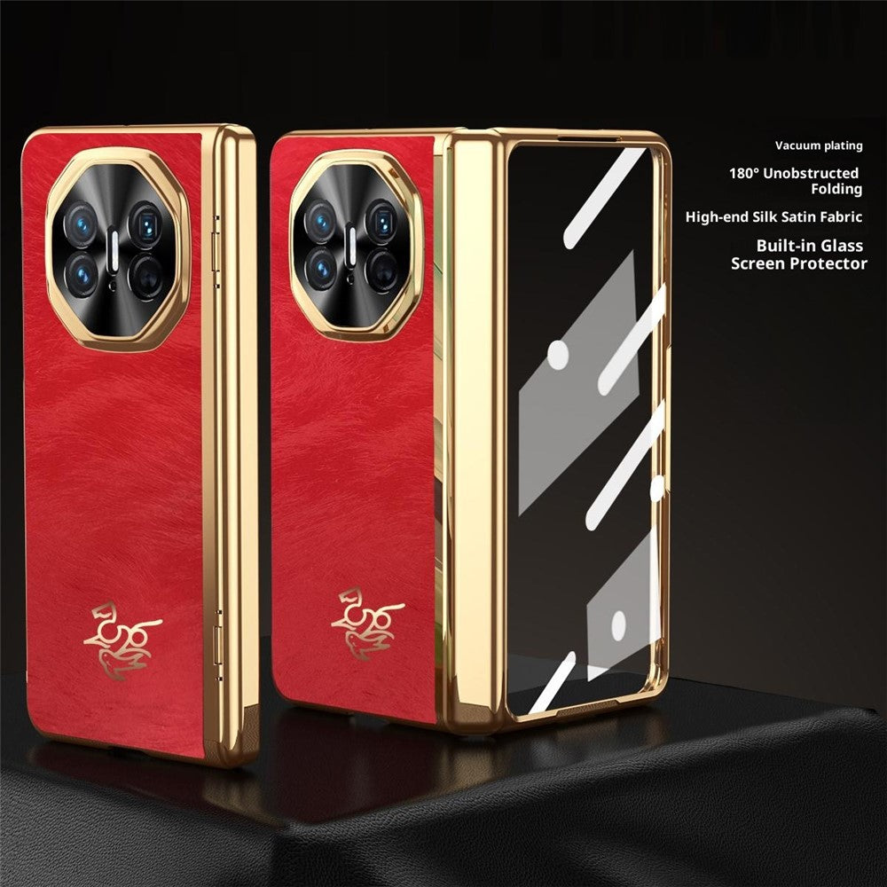 For Huawei Mate X3 4G Case Horse Pattern Hinge Protection Hard PC Phone Cover with Front Screen Protector