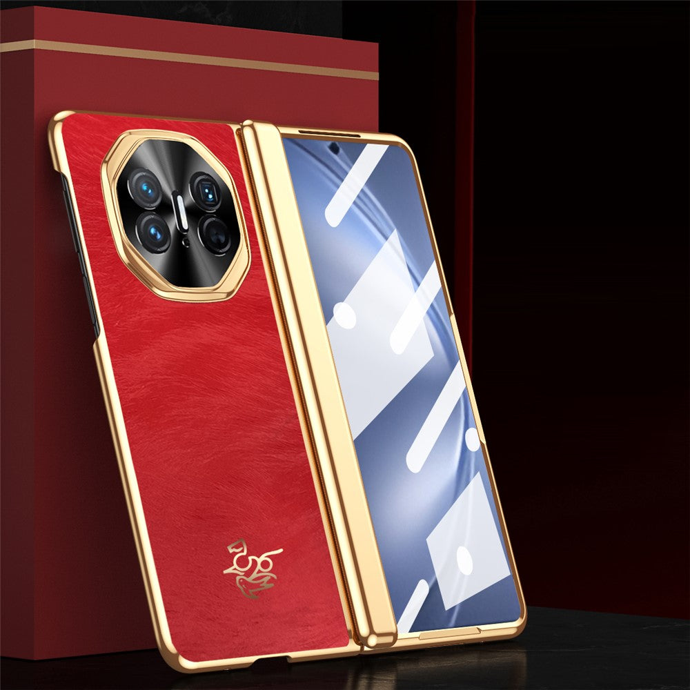 For Huawei Mate X3 4G Case Horse Pattern Hinge Protection Hard PC Phone Cover with Front Screen Protector
