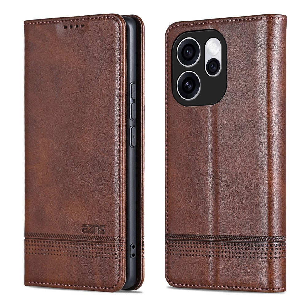 AZNS For Oppo Reno15 Pro 5G (Global) / Reno15 5G (China) Case Cowhide Texture PU Leather Wallet Phone Cover