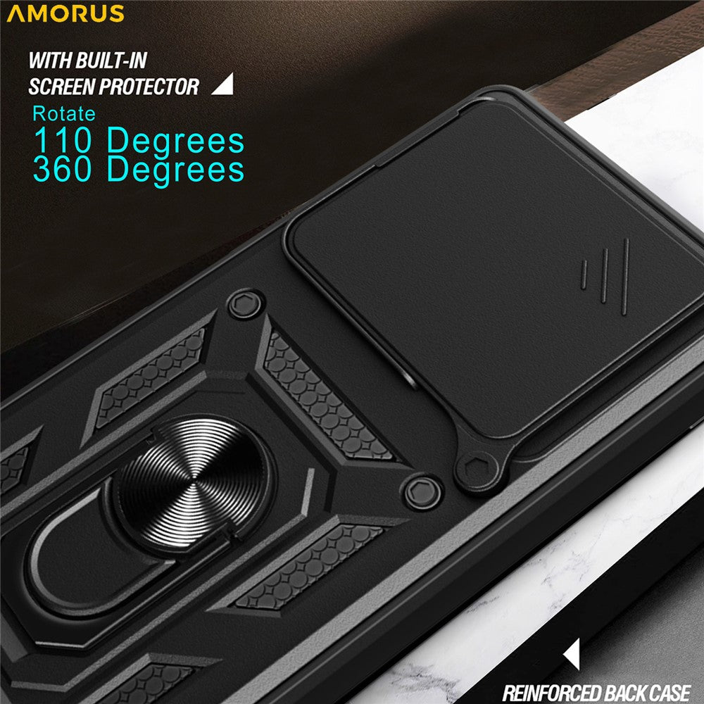 AMORUS For Oppo Find X9 5G Case Kickstand PC + TPU Phone Cover with Camera Lens Slider