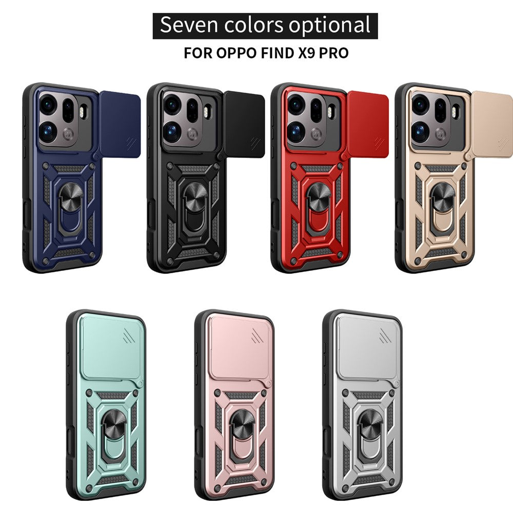 For Oppo Find X9 Pro 5G Case with Slide Camera Lid PC + TPU Kickstand Phone Cover