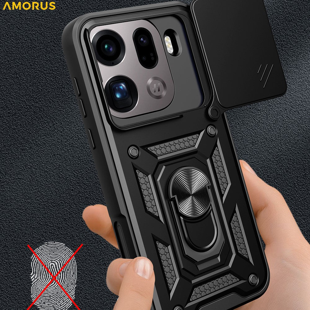 AMORUS For Oppo Find X9 Pro 5G Case Kickstand PC + TPU Phone Cover with Camera Lens Slider