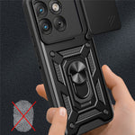 Til Motorola Edge 70 5G Cover med skydelåg til kamera PC + TPU Telefoncover med støttefod