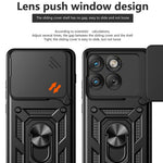 Til Motorola Edge 70 5G Cover med skydelåg til kamera PC + TPU Telefoncover med støttefod