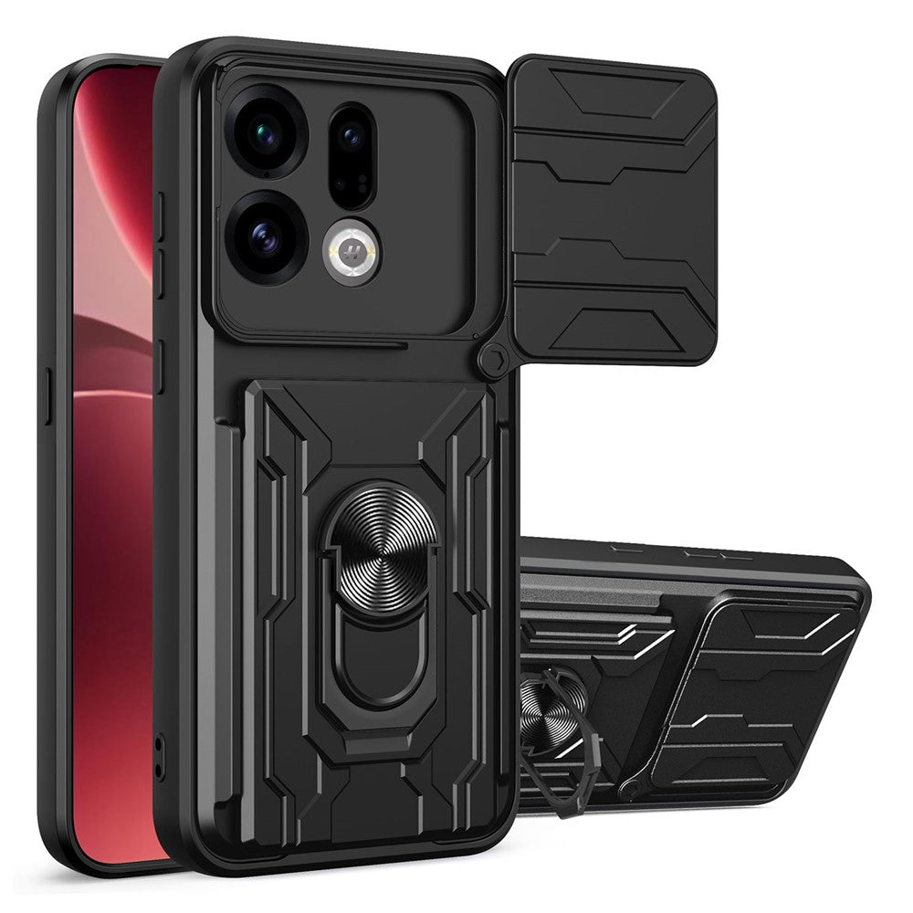 For Oppo Find X9 5G Case PC + TPU Kickstand Phone Back Cover with Camera Slider