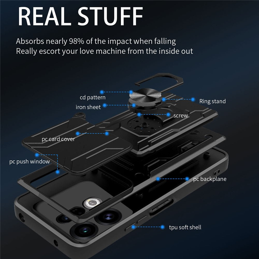 For Oppo Find X9 5G Case PC + TPU Kickstand Phone Back Cover with Camera Slider