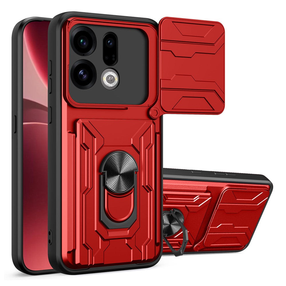 For Oppo Find X9 5G Case PC + TPU Kickstand Phone Back Cover with Camera Slider