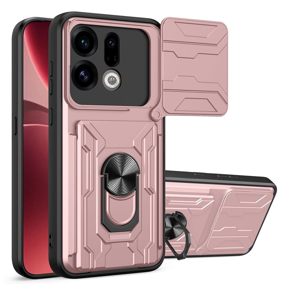 For Oppo Find X9 5G Case PC + TPU Kickstand Phone Back Cover with Camera Slider